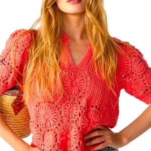 NWT Ba&sh crochet short sleeve sweater medium